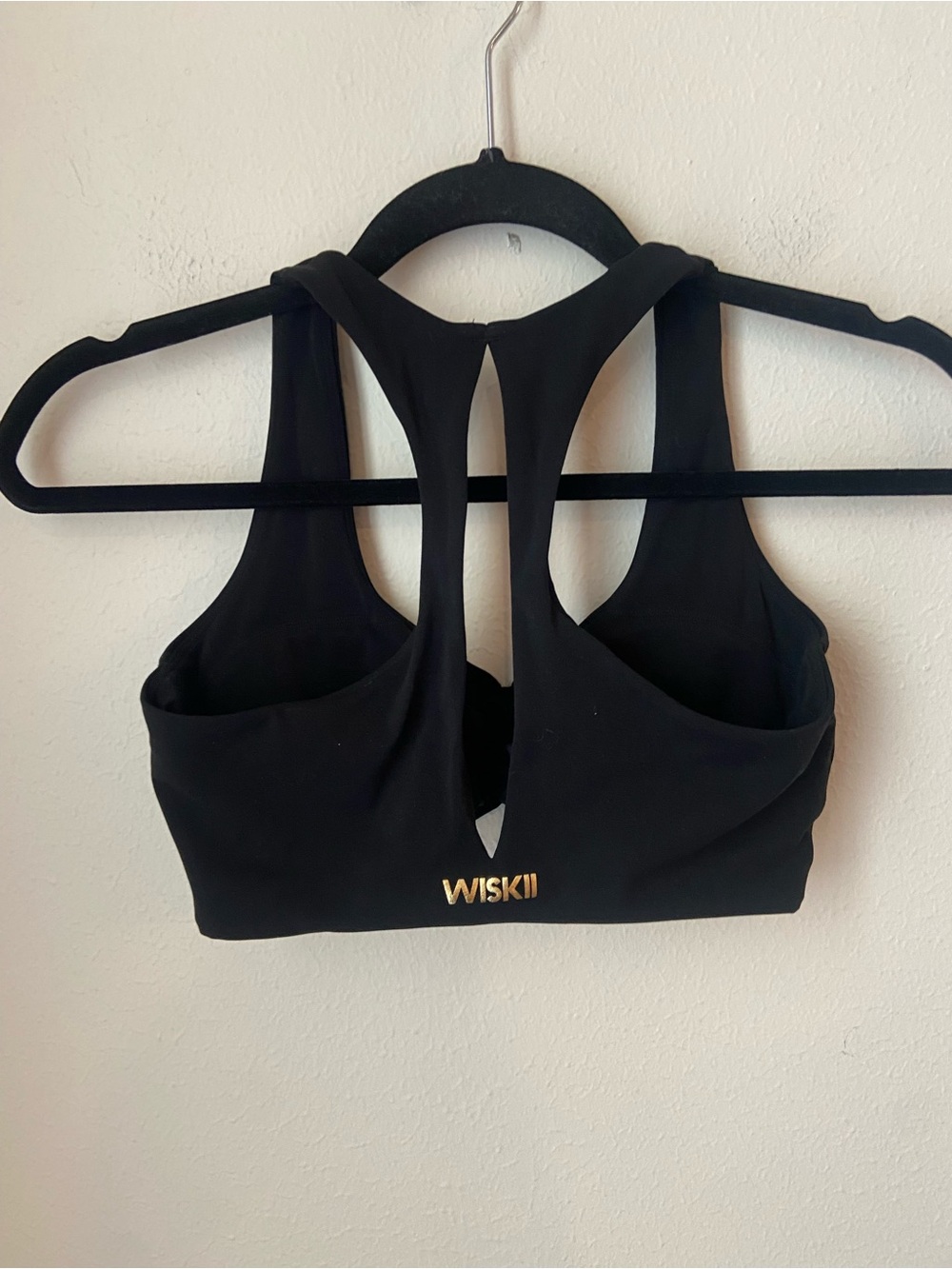 WISKII Black Ruched Racerback Sports Bra Size Small